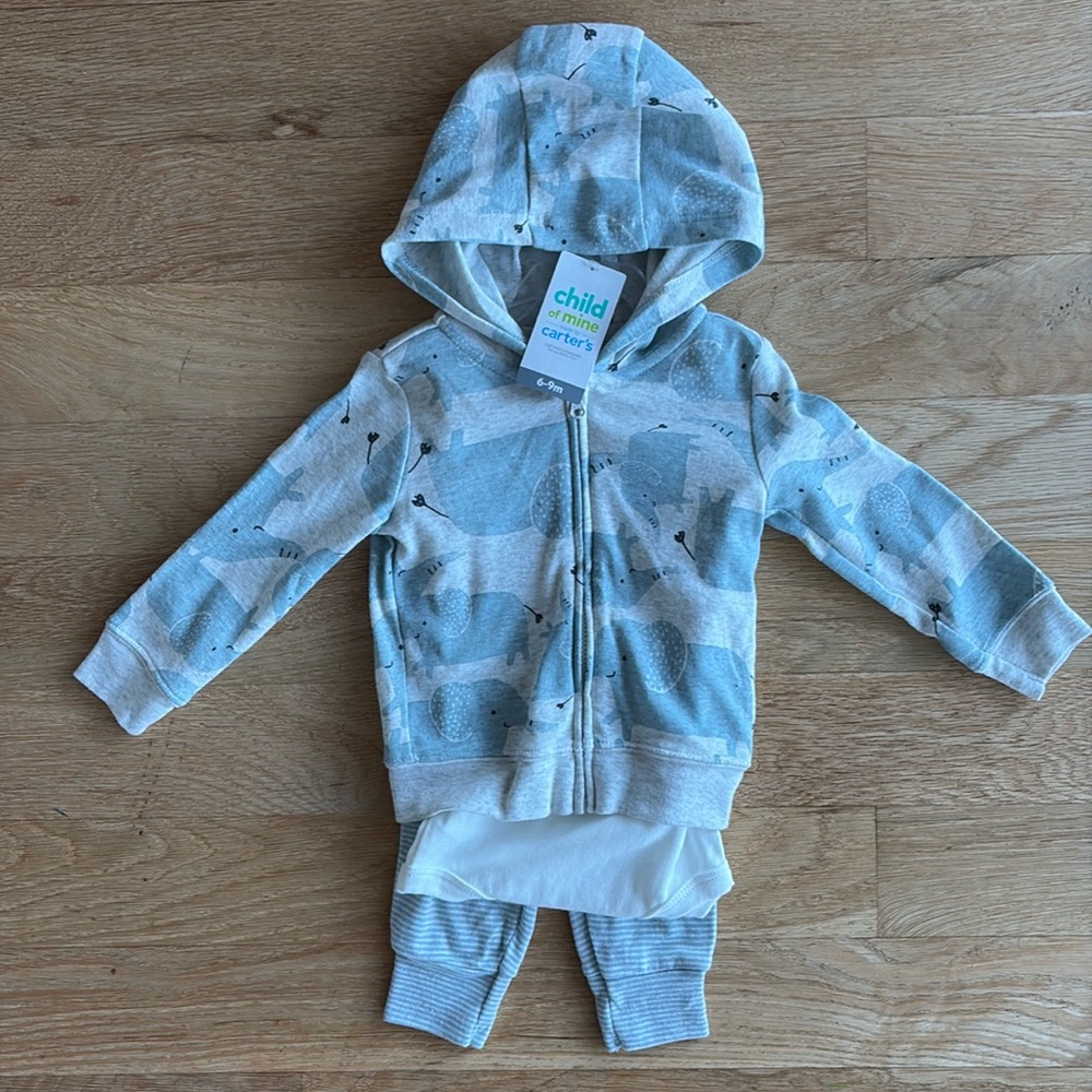 CARTERS | 3 PIECE INFANT SET, ELEPHANT